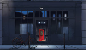 fachada do bar parisiense little red door
